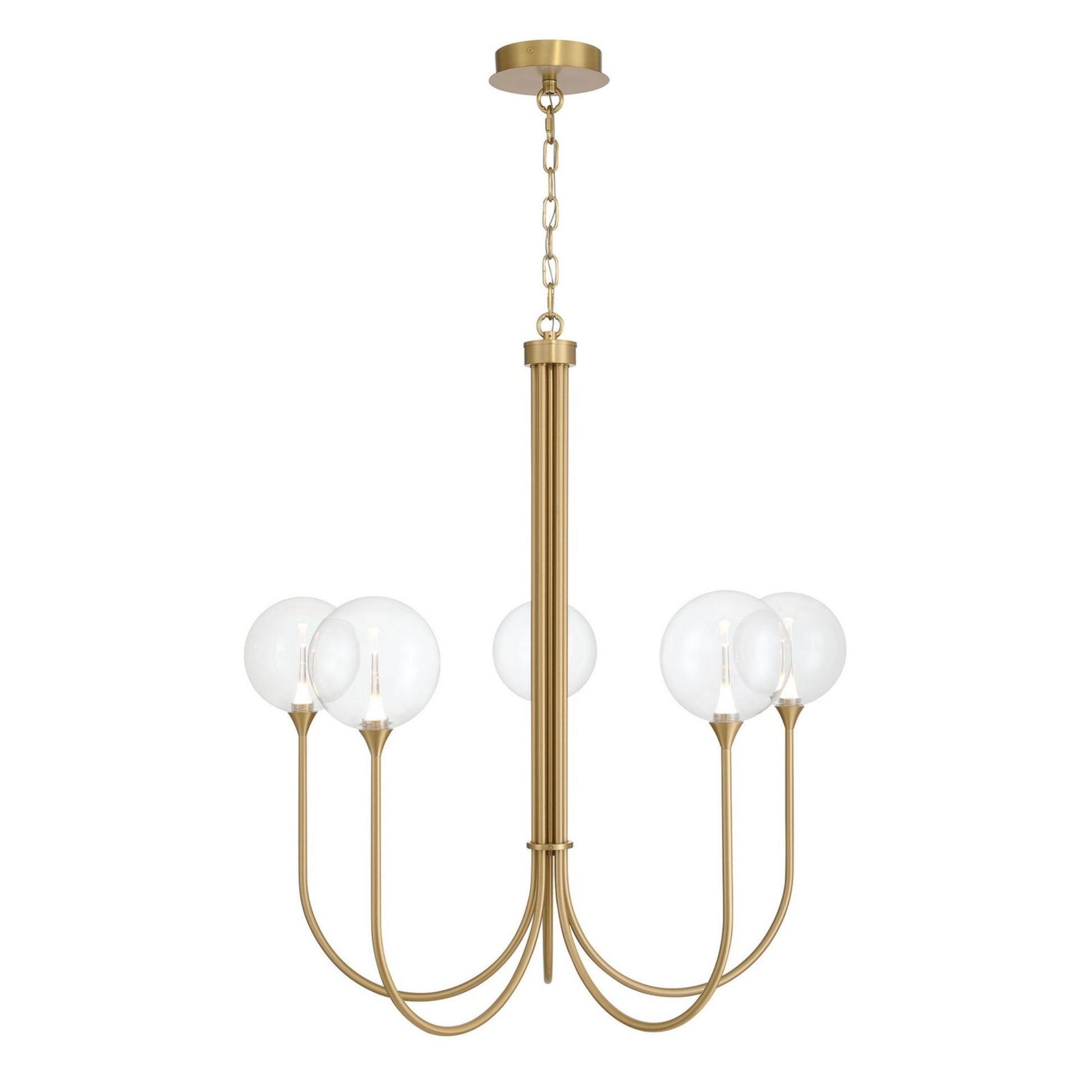 Iissa 5-Light 34" LED Chandelier, Gold Finish with Clear Glass - Bees Lighting
