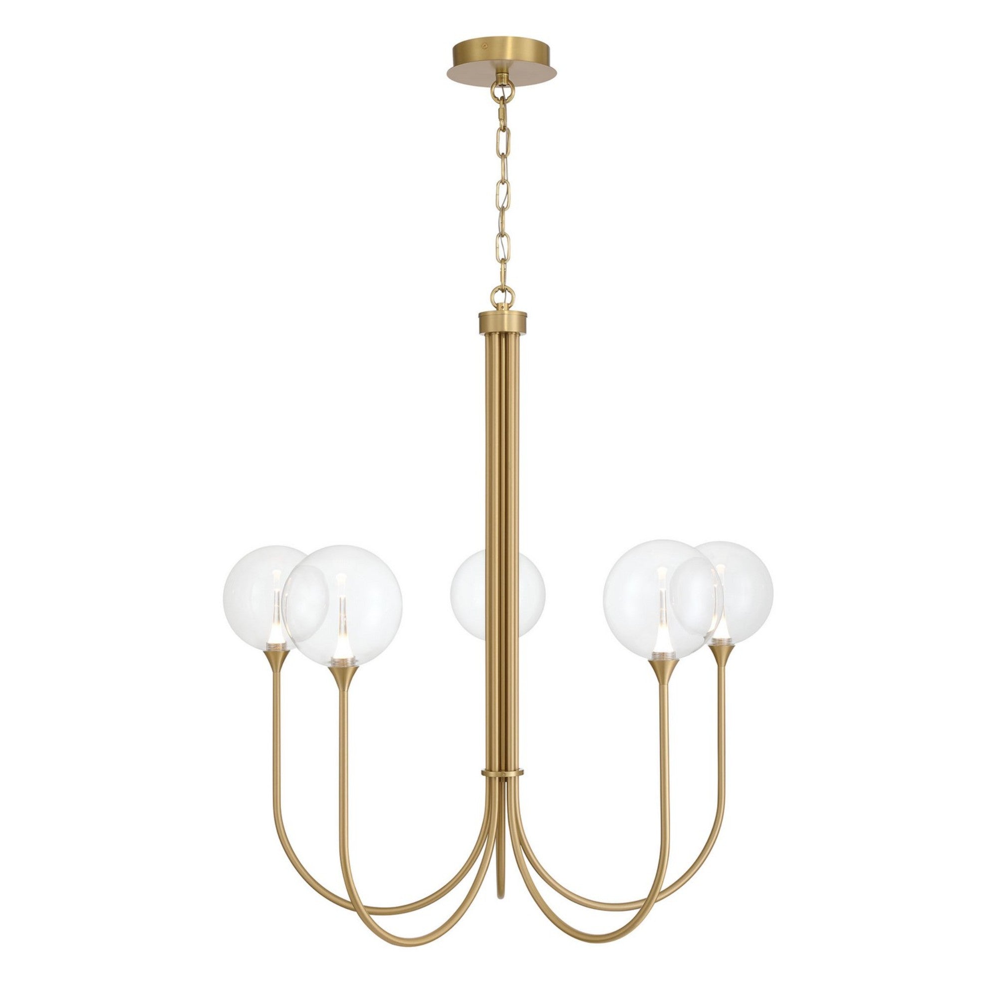 Iissa 5-Light 34" LED Chandelier, Gold Finish with Clear Glass - Bees Lighting