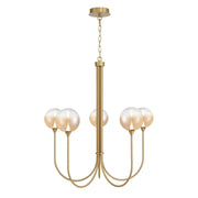 Iissa 5-Light 34" LED Chandelier, Gold Finish with Amber Glass - Bees Lighting