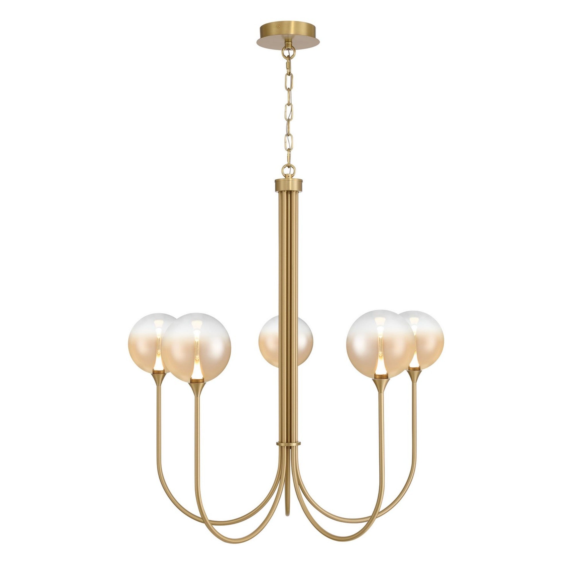 Iissa 5-Light 34" LED Chandelier, Gold Finish with Amber Glass - Bees Lighting
