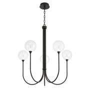 Iissa 5-Light 34" LED Chandelier, Black Finish with Clear Glass - Bees Lighting