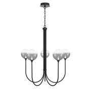 Iissa 5-Light 34" LED Chandelier, Black Finish with Smoked Glass - Bees Lighting