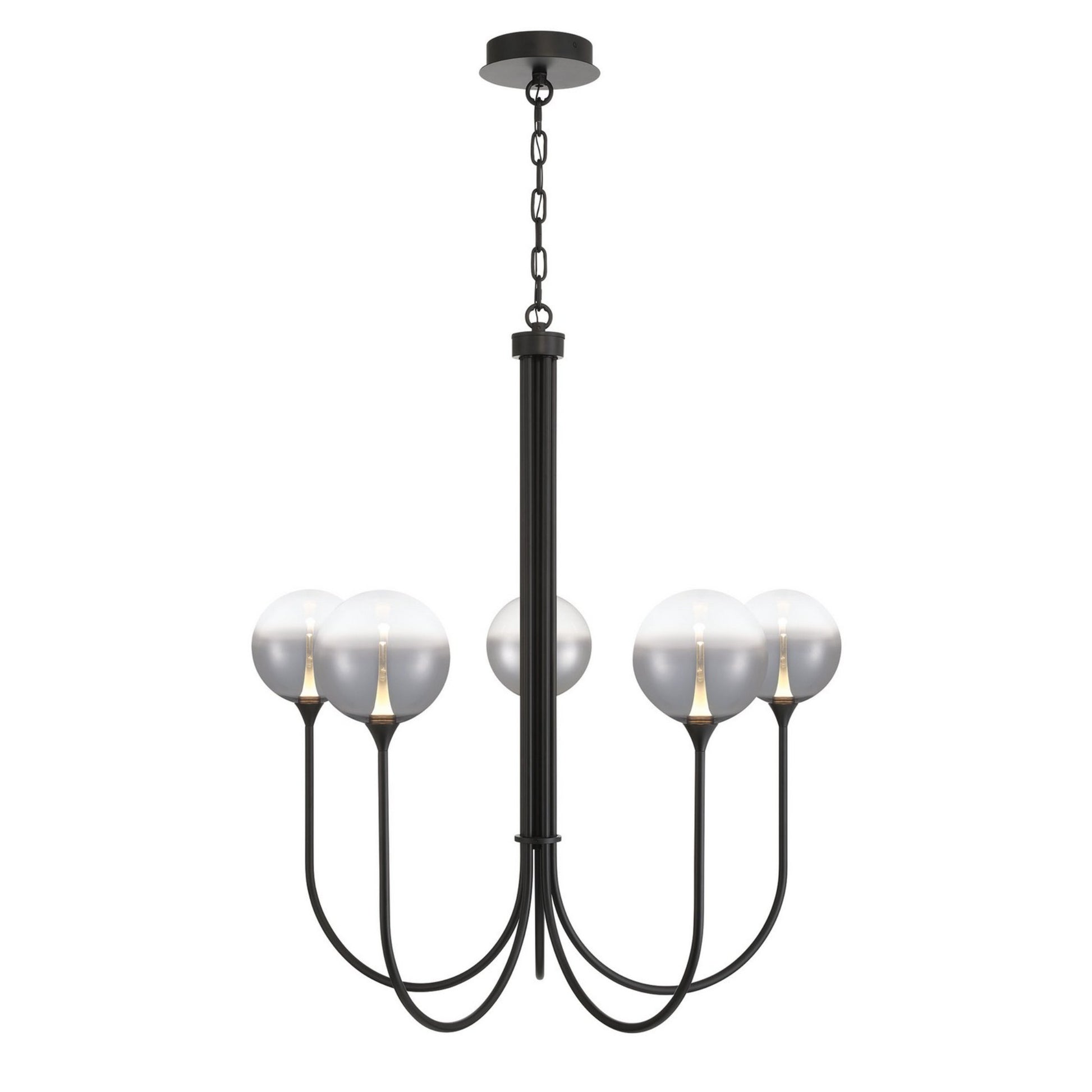 Iissa 5-Light 34" LED Chandelier, Black Finish with Smoked Glass - Bees Lighting