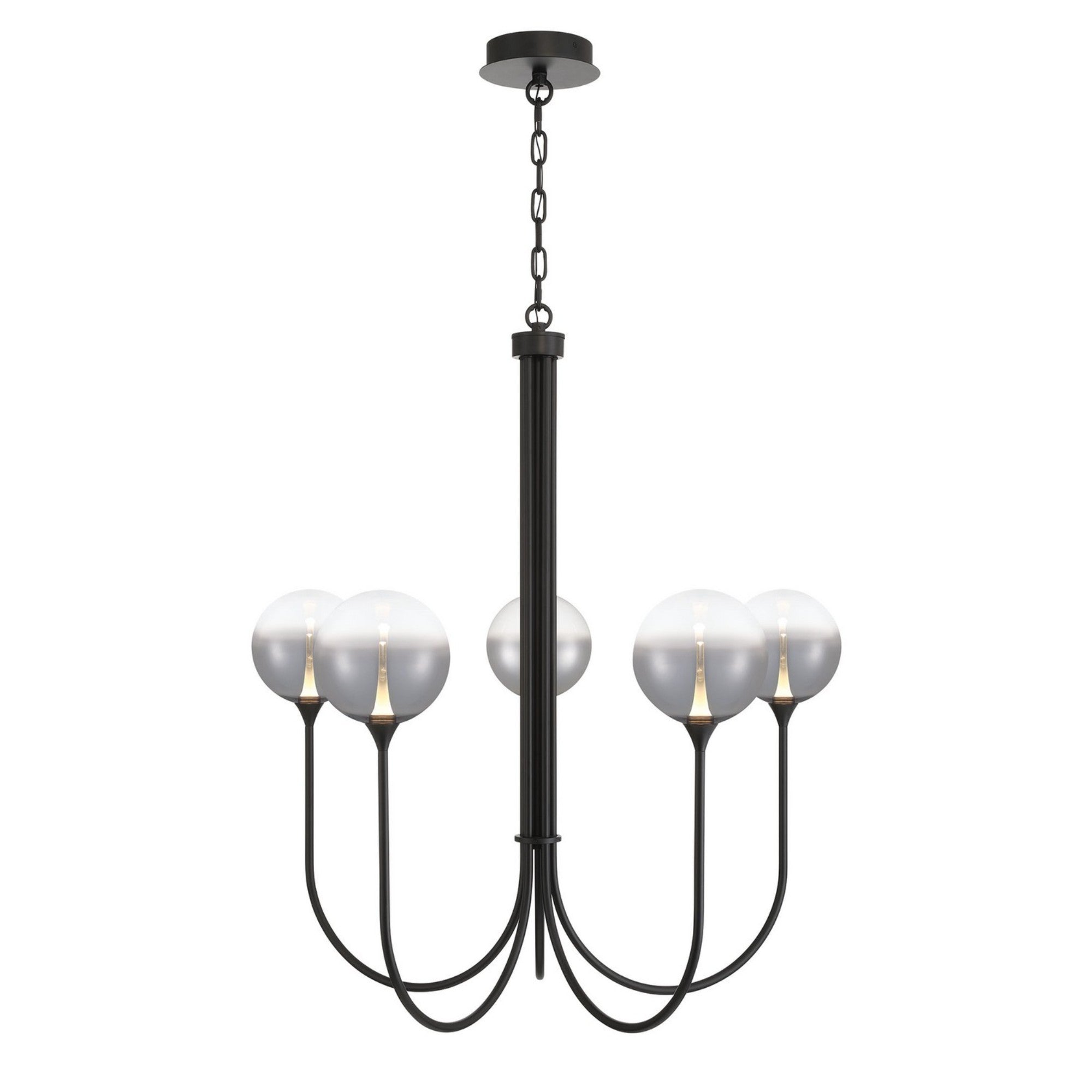 Iissa 5-Light 34" LED Chandelier, Black Finish with Smoked Glass - Bees Lighting