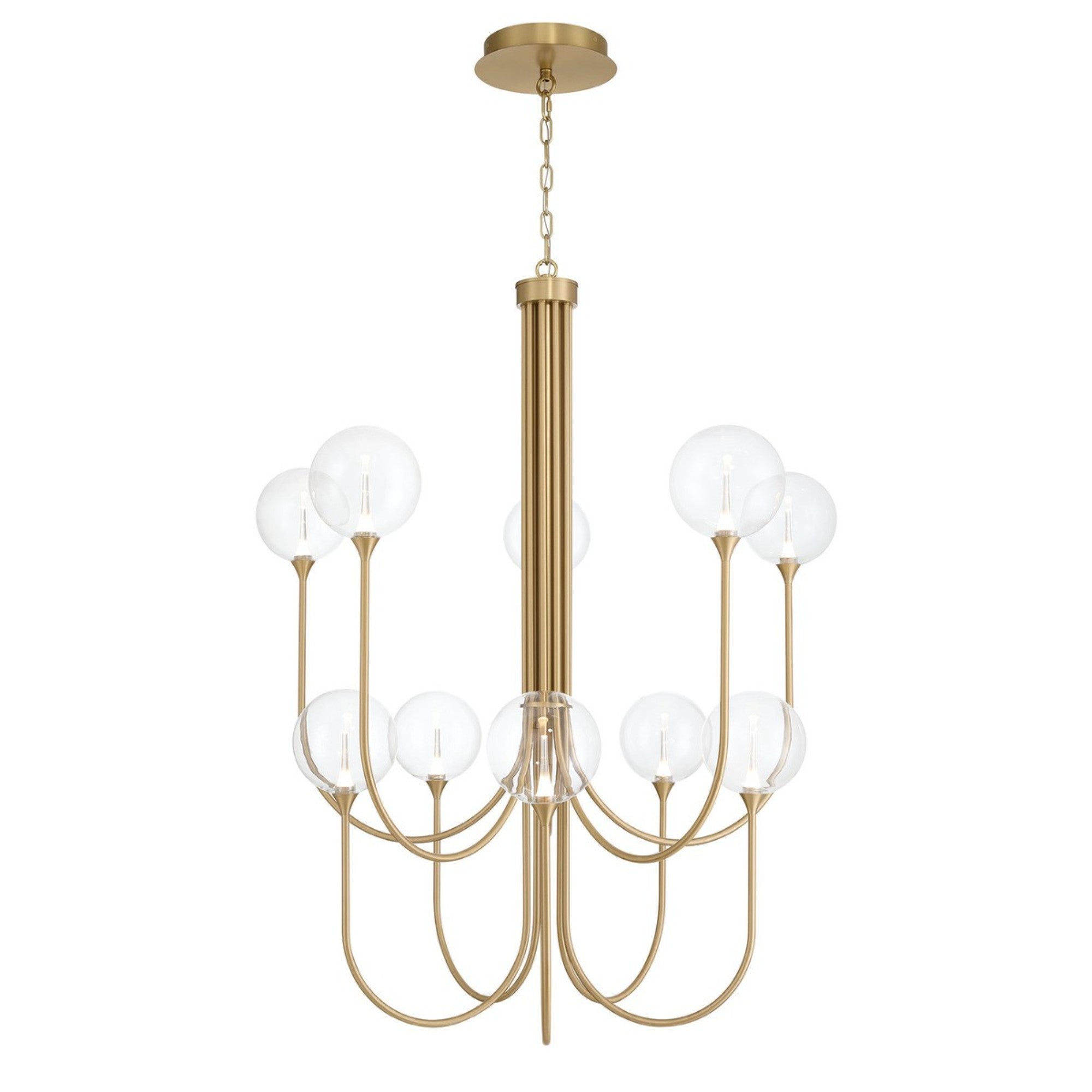 Iissa 10-Light 40" LED Grand Chandelier, Gold Finish with Clear Glass - Bees Lighting