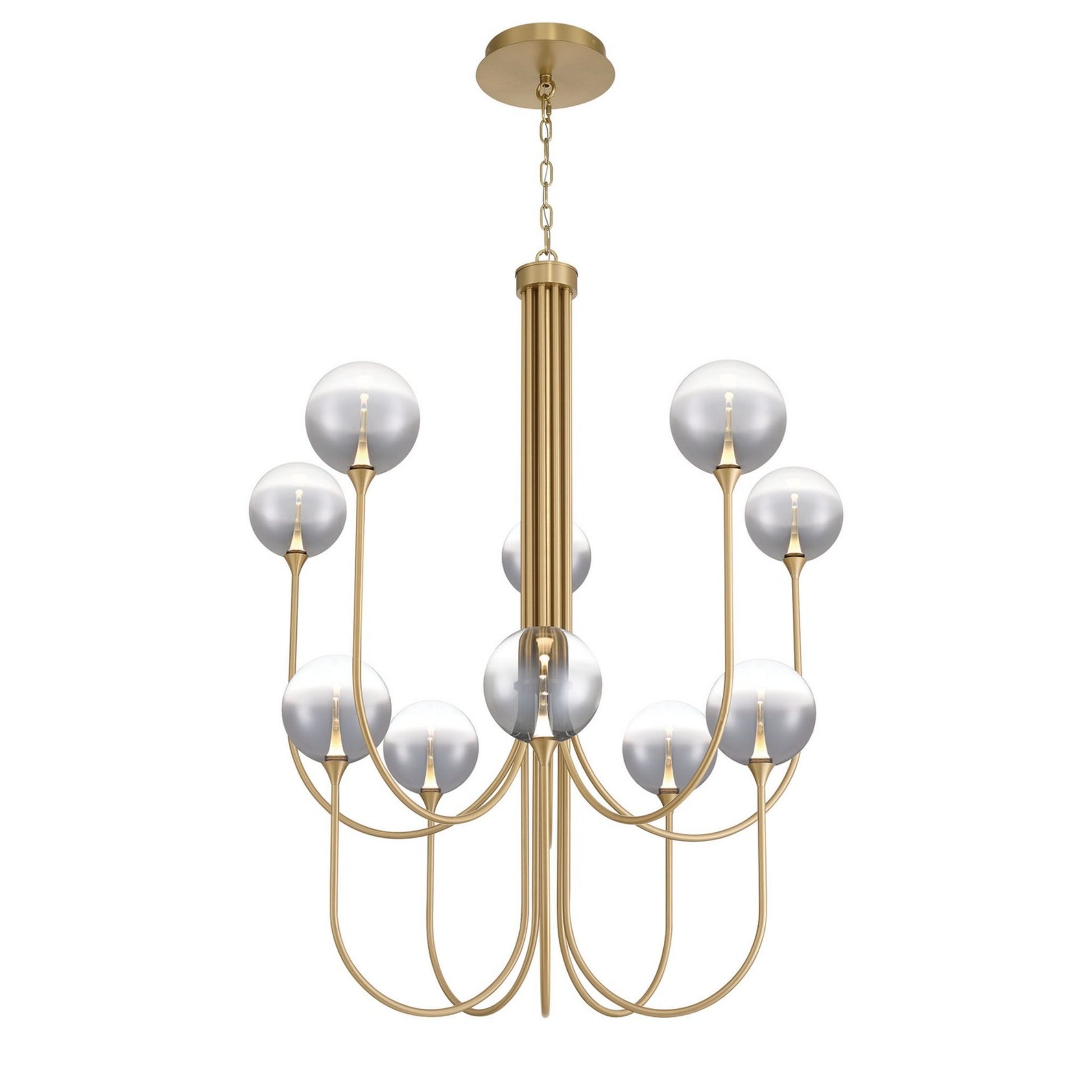 Iissa 10-Light 40" LED Grand Chandelier, Gold Finish with Smoked Glass - Bees Lighting
