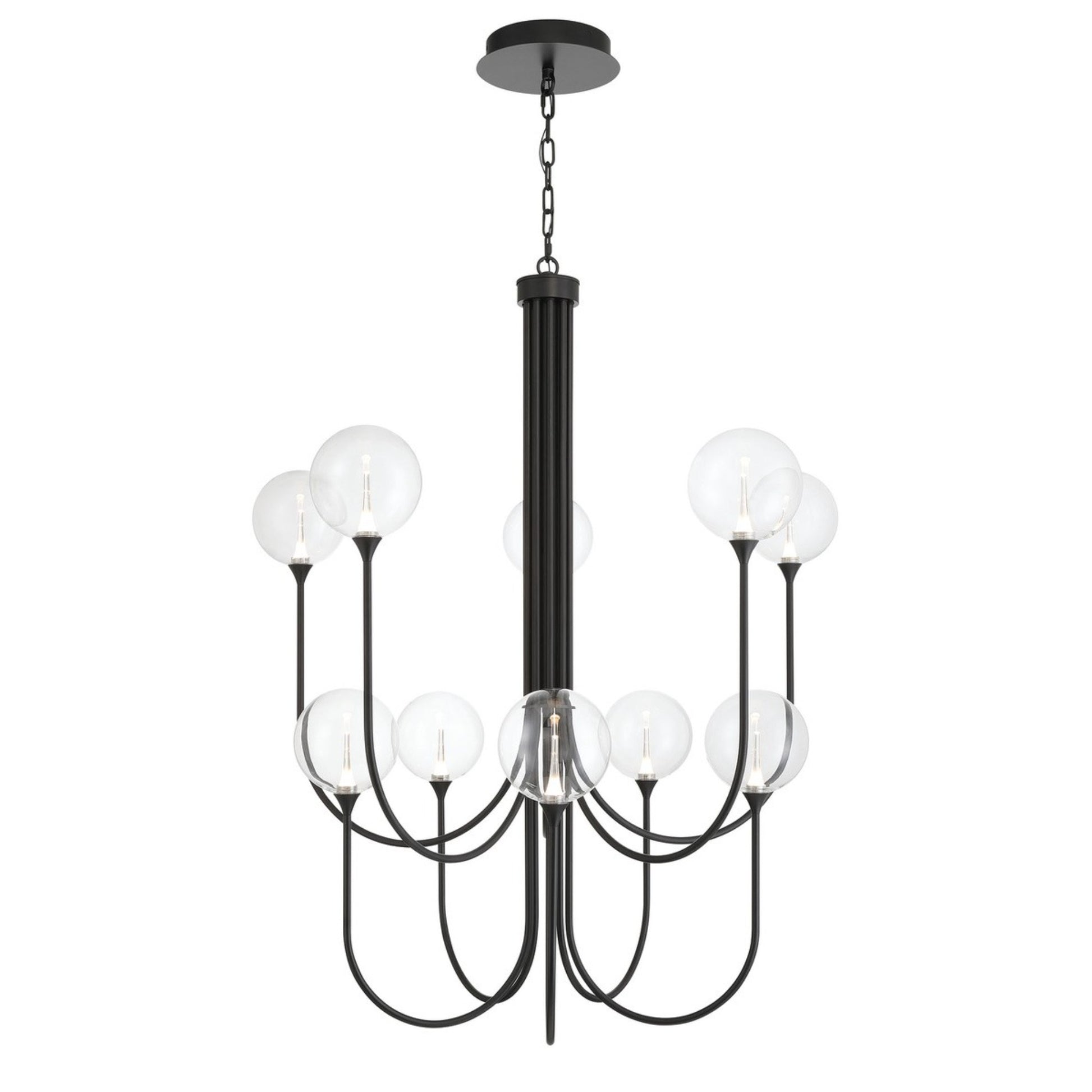 Iissa 10-Light 40" LED Grand Chandelier, Black Finish with Clear Glass - Bees Lighting