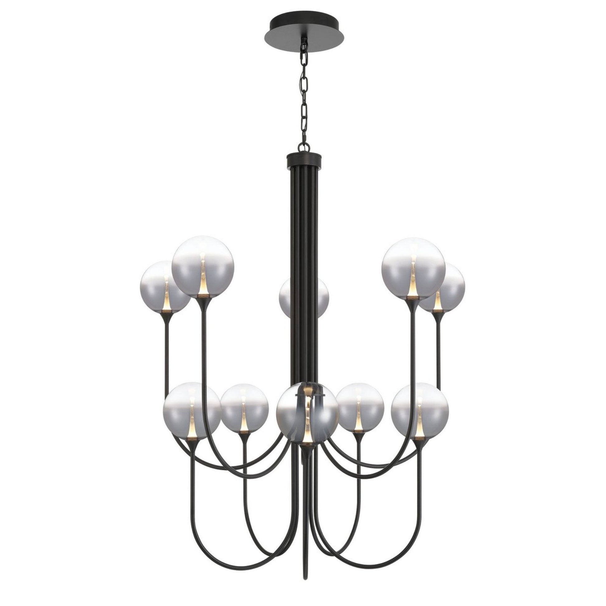Iissa 10-Light 40" LED Grand Chandelier, Black Finish with Smoked Glass - Bees Lighting