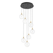 Iissa 7-Light 21" LED Multi Drop Chandelier, Gold Finish with Clear Glass - Bees Lighting