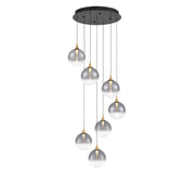 Iissa 7-Light 21" LED Multi Drop Chandelier, Gold Finish with Smoked Glass - Bees Lighting