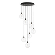 Iissa 7-Light 21" LED Multi Drop Chandelier, Black Finish with Clear Glass - Bees Lighting