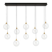 Iissa 10-Light 47" LED Multi Drop Chandelier, Gold Finish with Smoked Glass - Bees Lighting