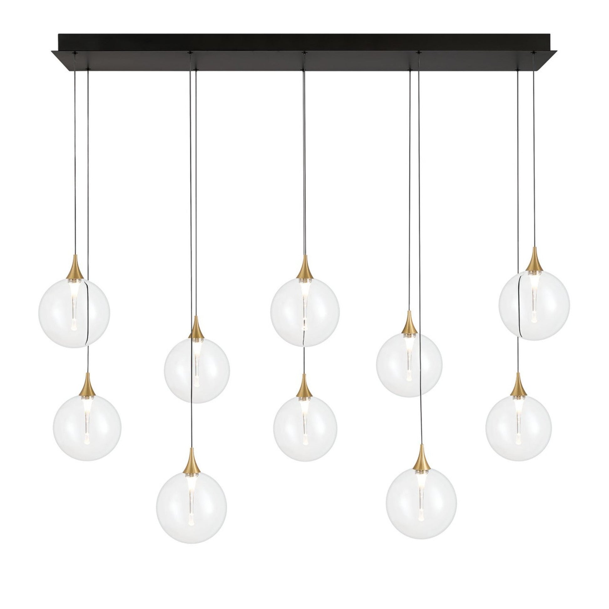 Iissa 10-Light 47" LED Multi Drop Chandelier, Gold Finish with Smoked Glass - Bees Lighting