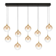 Iissa 10-Light 47" LED Multi Drop Chandelier, Gold Finish with Amber Glass - Bees Lighting