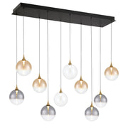 Iissa 10-Light 47" LED Multi Drop Chandelier, Gold Finish with Mixed Glass - Bees Lighting