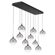 Iissa 10-Light 47" LED Multi Drop Chandelier, Black Finish with Smoked Glass - Bees Lighting