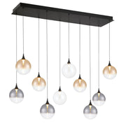Iissa 10-Light 47" LED Multi Drop Chandelier, Black Finish with Mixed Glass - Bees Lighting