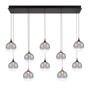 Iissa 10-Light 47" LED Multi Drop Chandelier, Gold & Black Finish with Smoked Glass - Bees Lighting