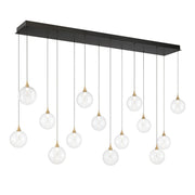 Iissa 14-Light 72" LED Multi Drop Chandelier, Gold Finish with Clear Glass - Bees Lighting