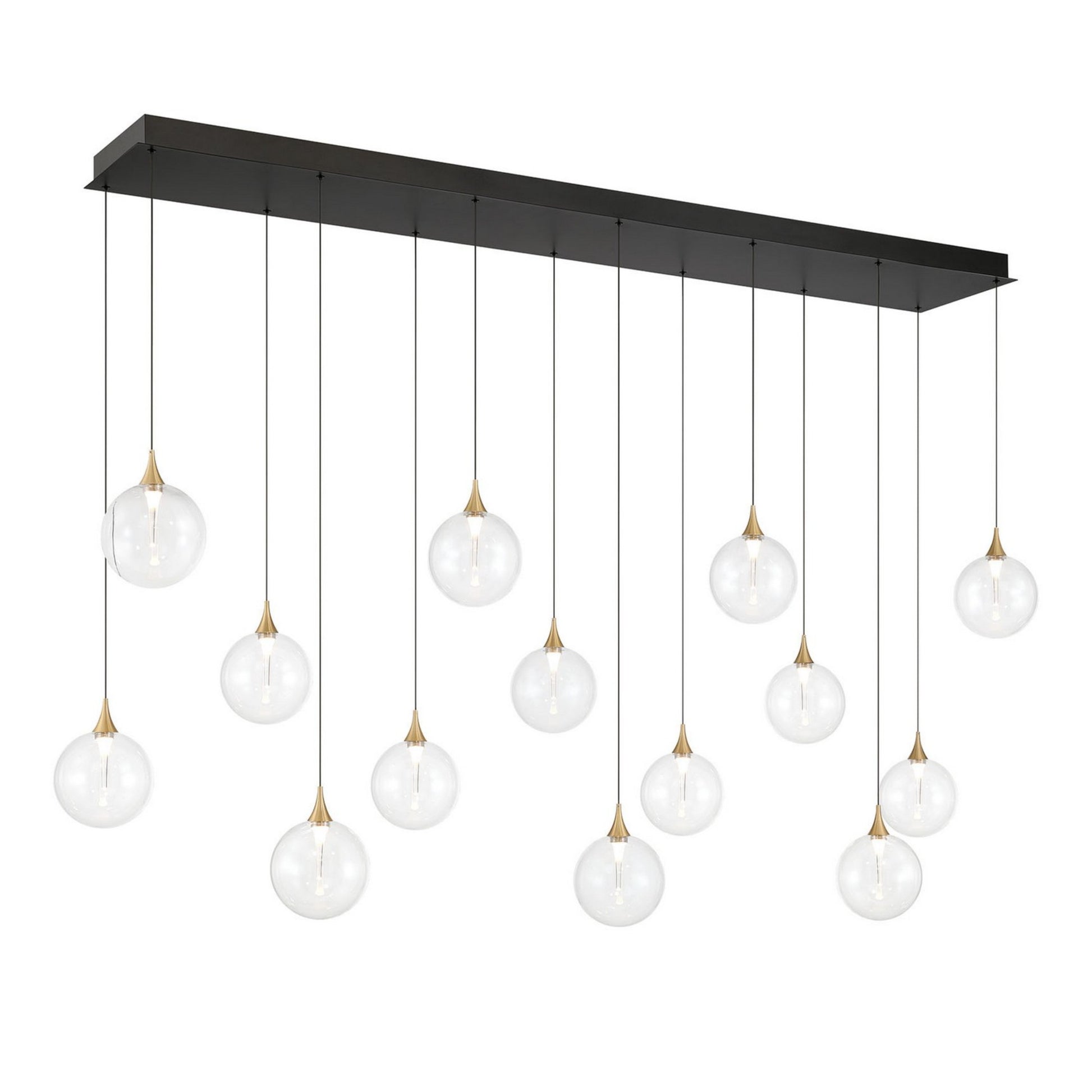 Iissa 14-Light 72" LED Multi Drop Chandelier, Gold Finish with Clear Glass - Bees Lighting