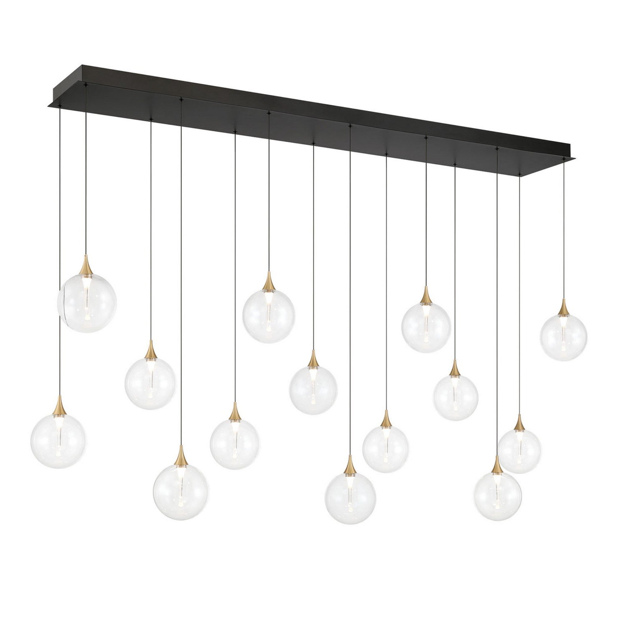 Iissa 14-Light 72" LED Multi Drop Chandelier, Gold Finish with Clear Glass - Bees Lighting