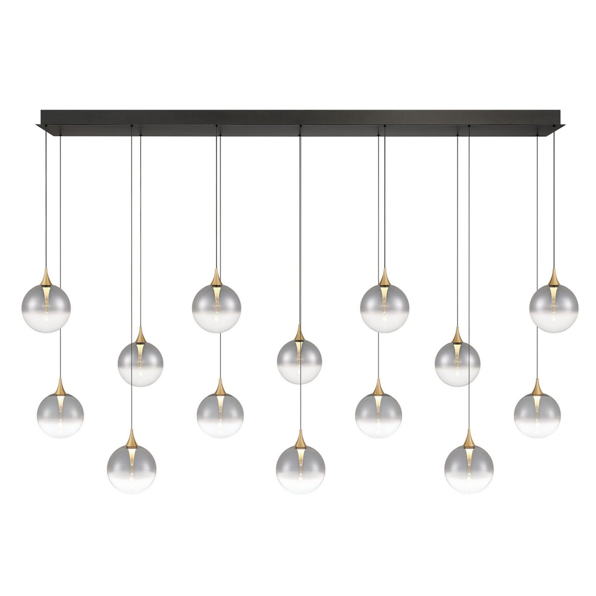 Iissa 14-Light 72" LED Multi Drop Chandelier, Gold Finish with Smoked Glass - Bees Lighting