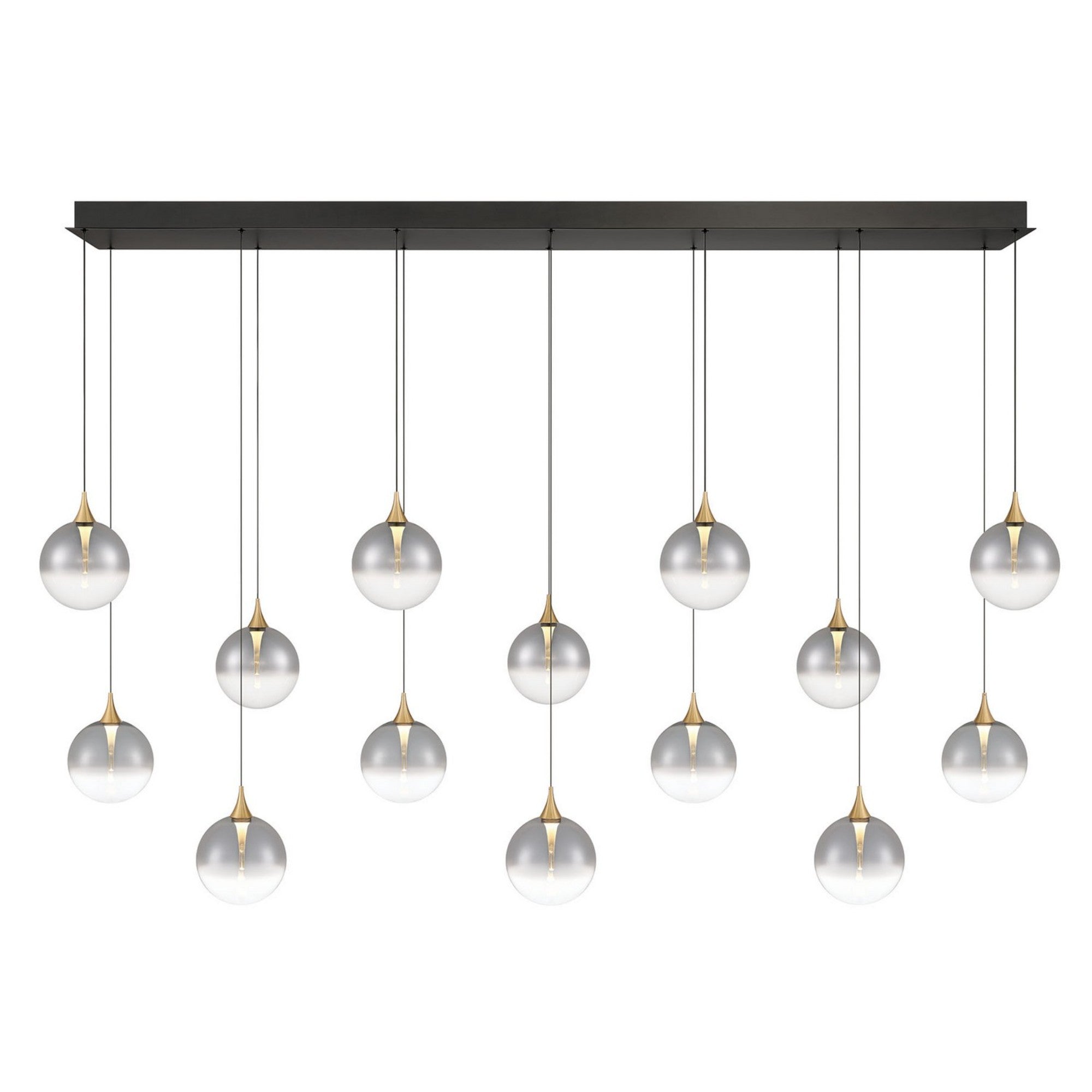 Iissa 14-Light 72" LED Multi Drop Chandelier, Gold Finish with Smoked Glass - Bees Lighting