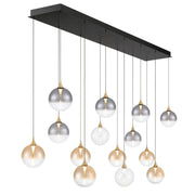 Iissa 14-Light 72" LED Multi Drop Chandelier, Gold Finish with Mixed Glass - Bees Lighting