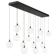 Iissa 14-Light 72" LED Multi Drop Chandelier, Black Finish with Clear Glass - Bees Lighting