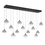 Iissa 14-Light 72" LED Multi Drop Chandelier, Black Finish with Smoked Glass - Bees Lighting