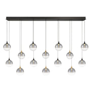 Iissa 14-Light 72" LED Multi Drop Chandelier, Gold & Black Finish with Smoked Glass - Bees Lighting
