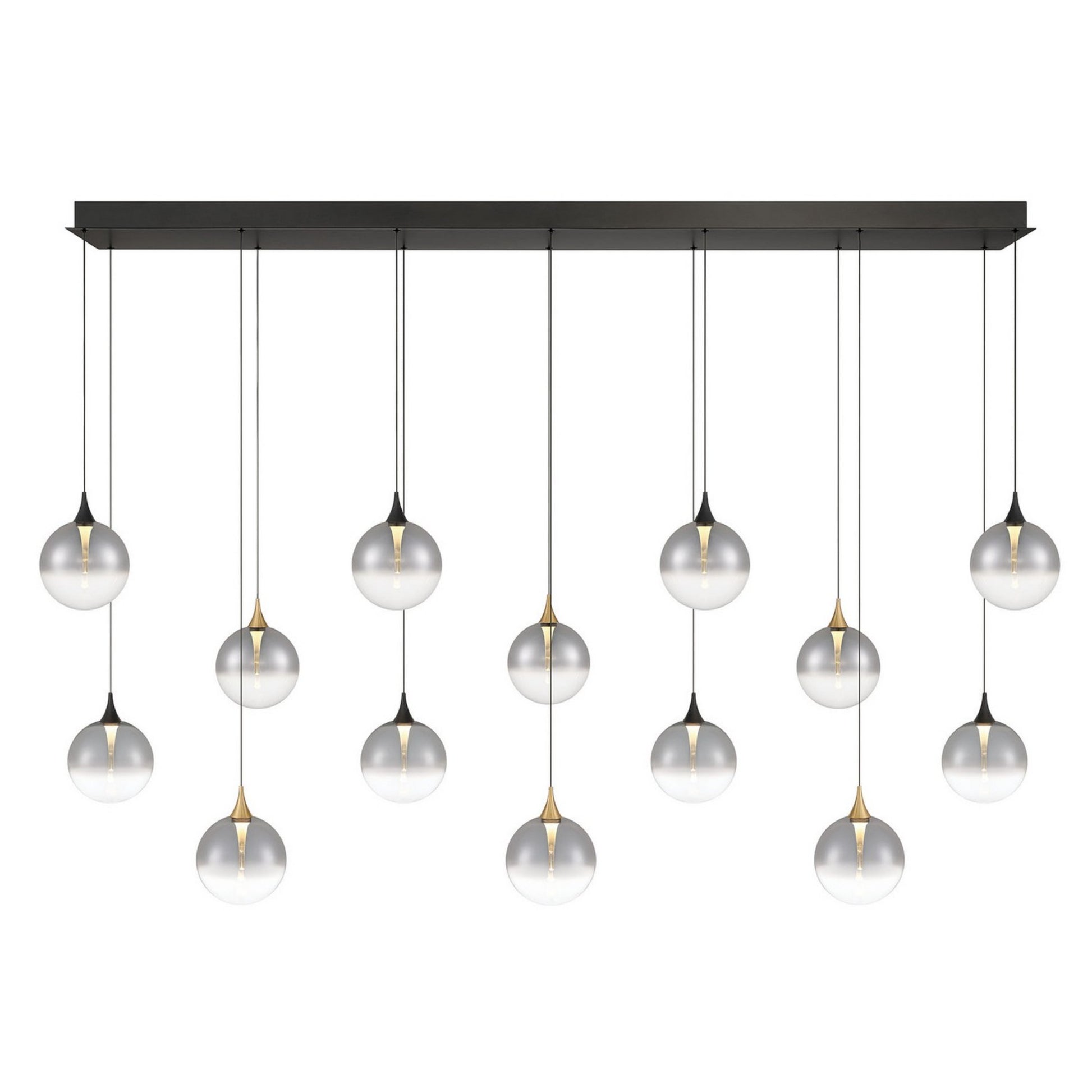Iissa 14-Light 72" LED Multi Drop Chandelier, Gold & Black Finish with Smoked Glass - Bees Lighting