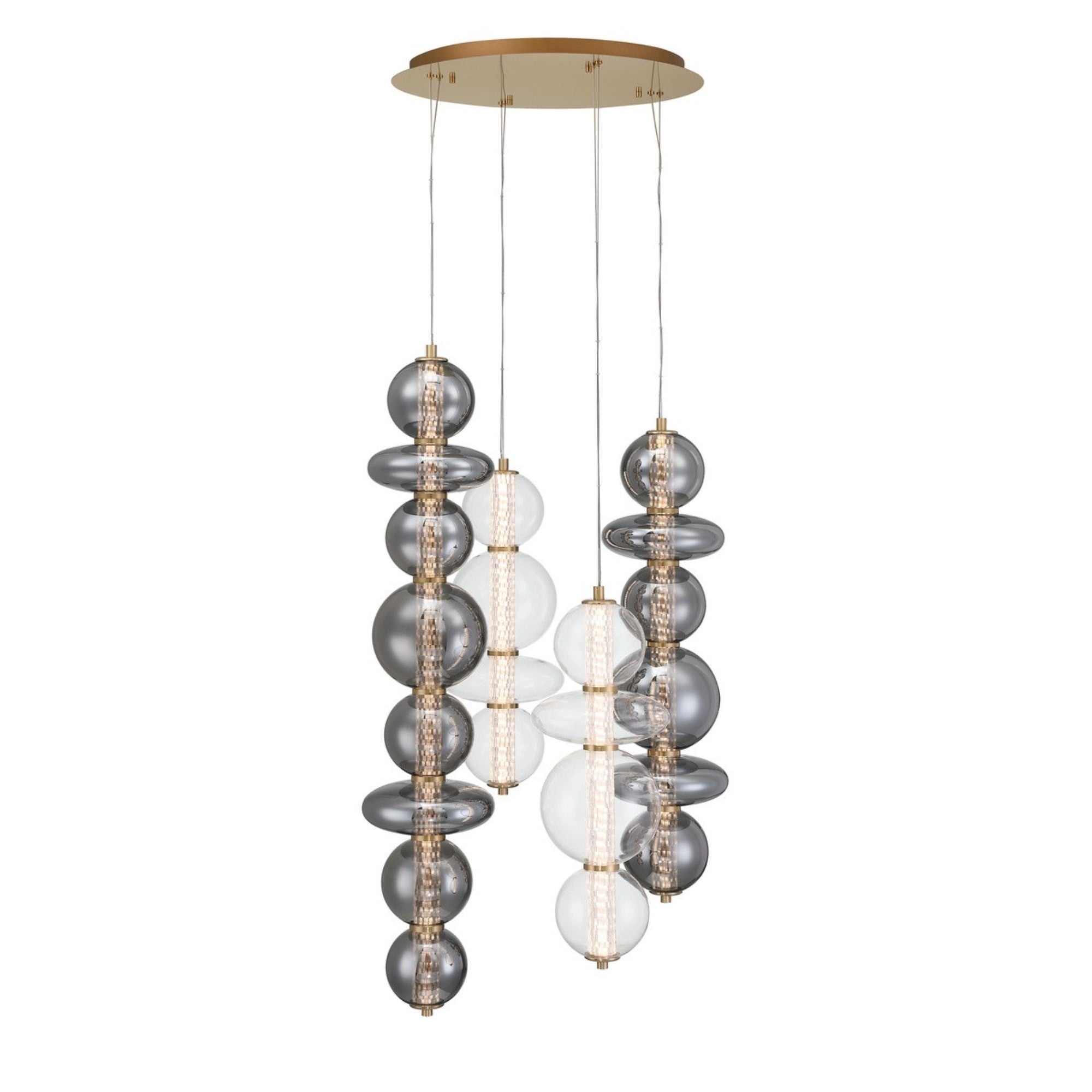 Atomo 4-Light 50" LED Multi Drop Chandelier, Gold Finish - Bees Lighting