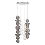 Atomo 4-Light 50" LED Multi Drop Chandelier, Chrome Finish - Bees Lighting