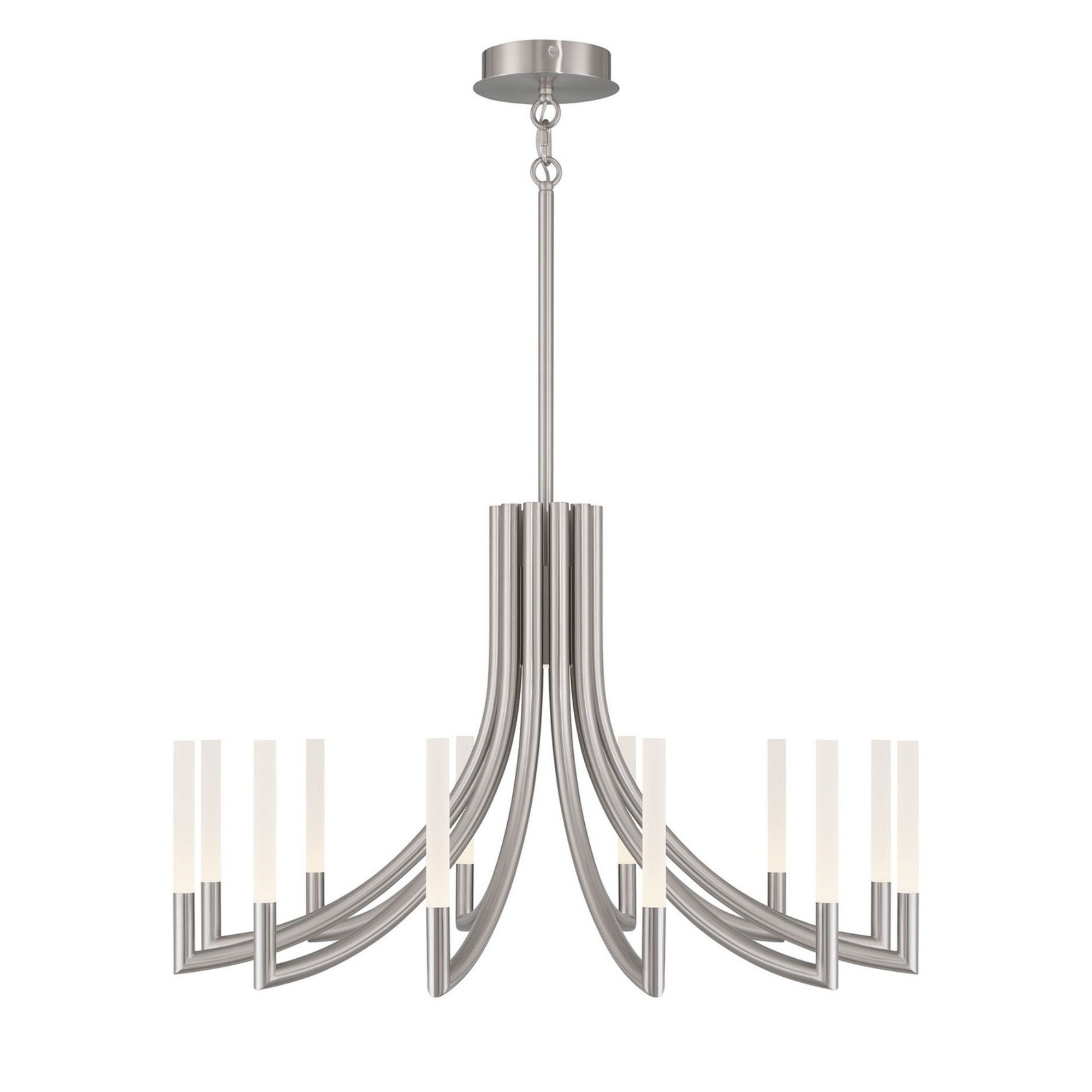 Olette 12-Light 36" LED Chandelier, Brushed Nickel Finish - Bees Lighting