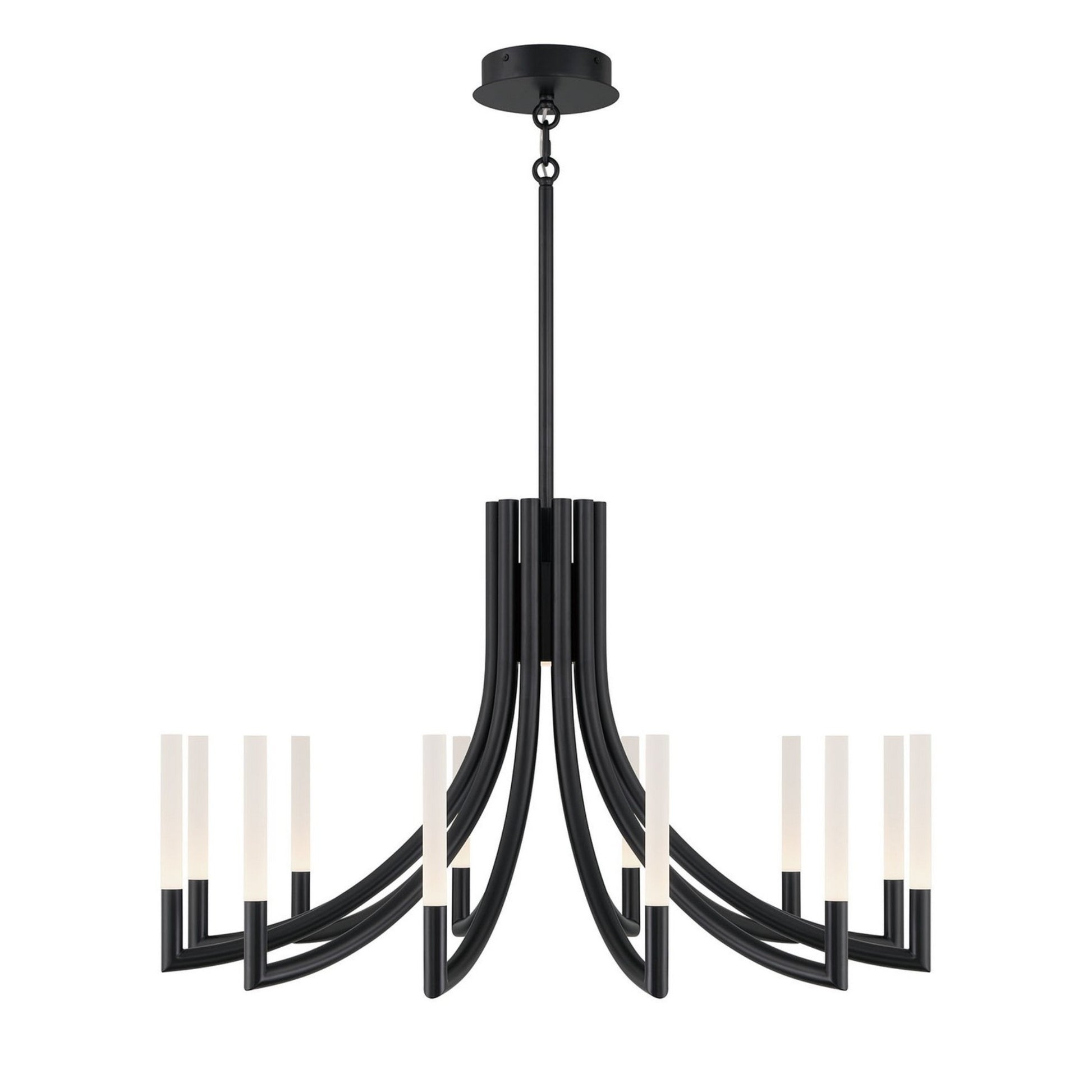 Olette 12-Light 36" LED Chandelier, Black Finish - Bees Lighting