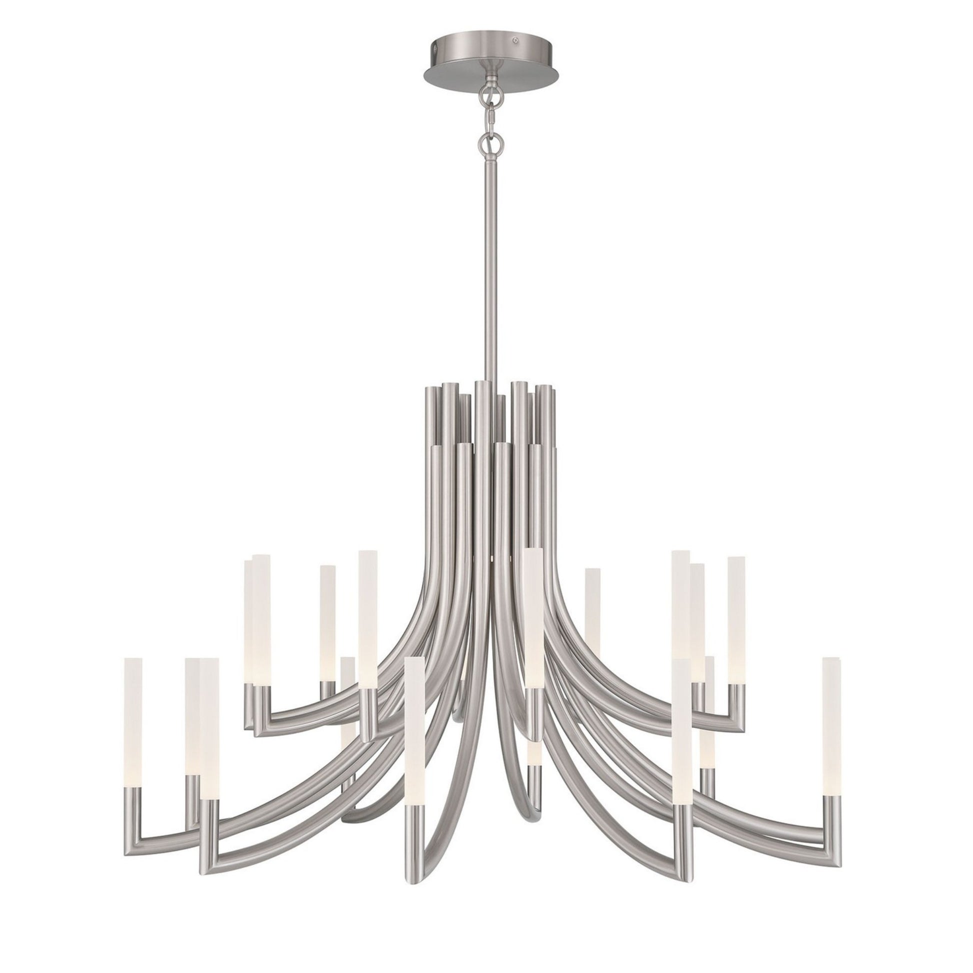 Olette 2-Tiers 20-Light 42" LED Grand Chandelier, Brushed Nickel Finish - Bees Lighting