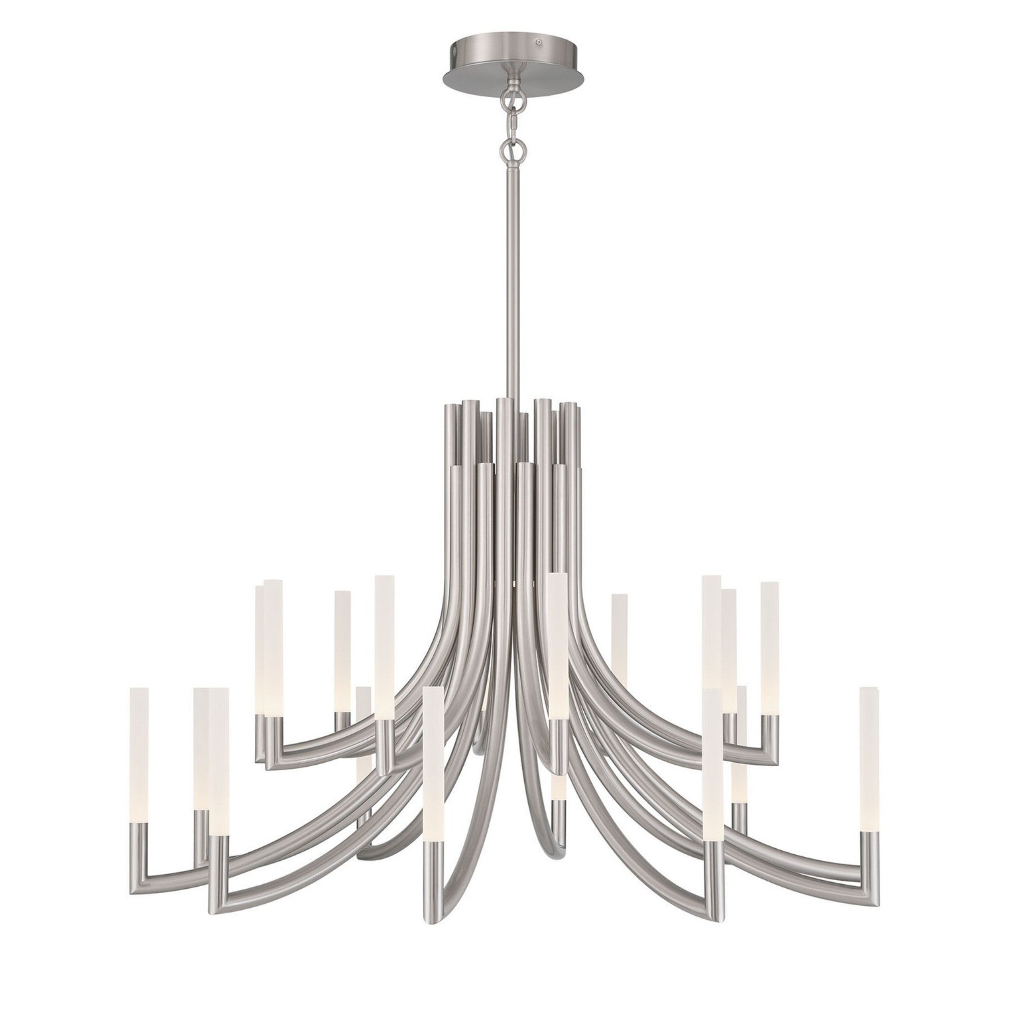 Olette 2-Tiers 20-Light 42" LED Grand Chandelier, Brushed Nickel Finish - Bees Lighting