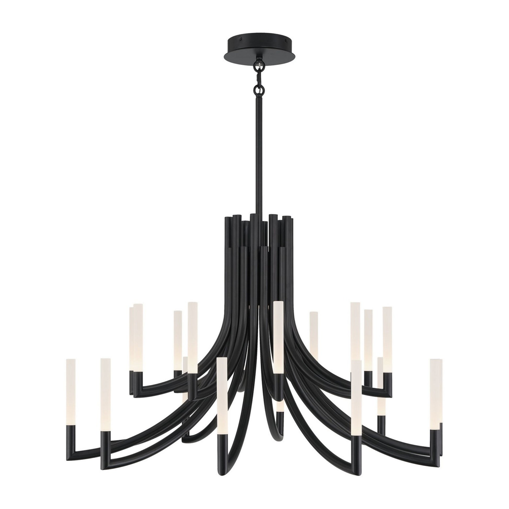 Olette 2-Tiers 20-Light 42" LED Grand Chandelier, Black Finish - Bees Lighting