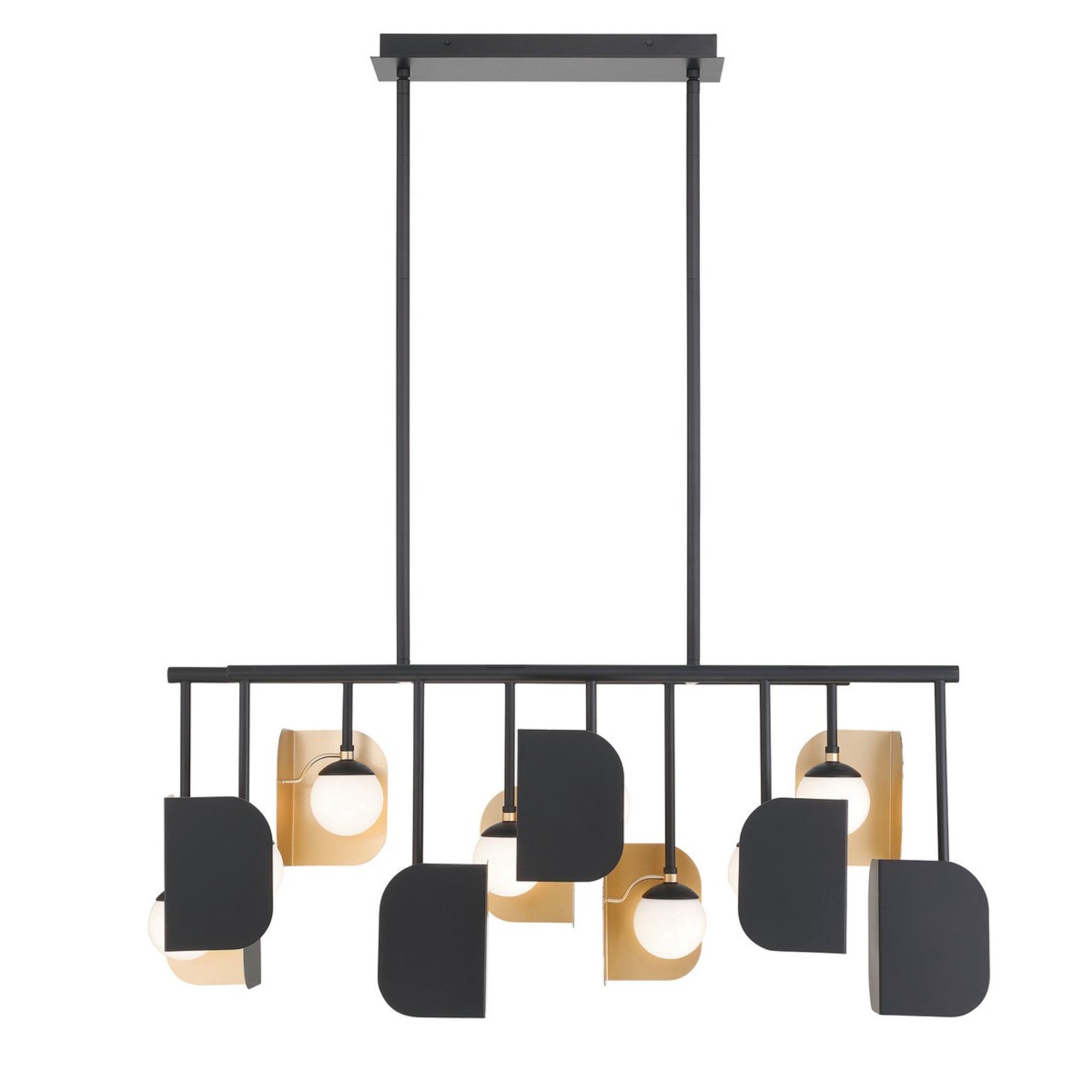 Cornice 10-Light 45" LED Linear Chandelier, Black & Gold Finish - Bees Lighting