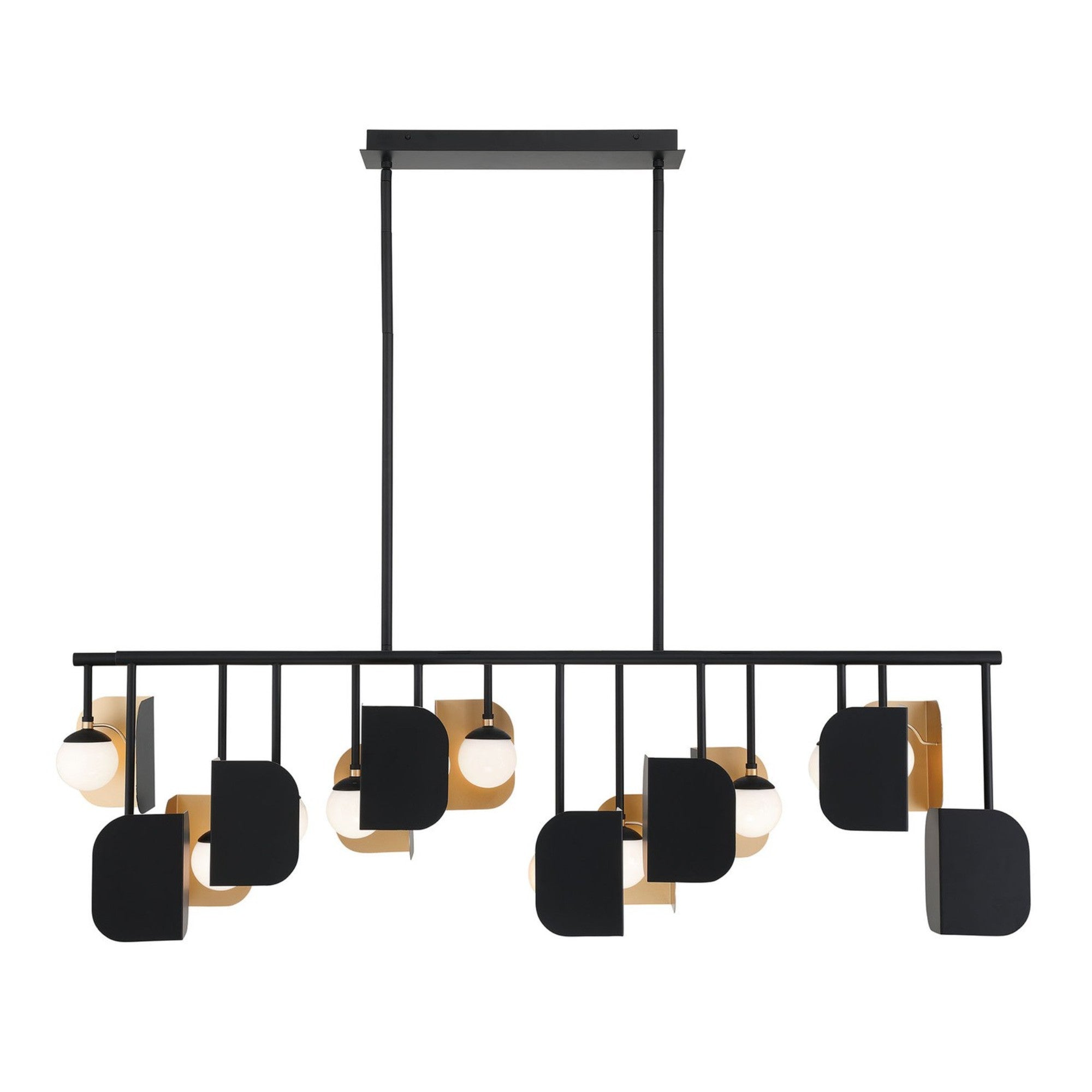 Cornice 14-Light 60" LED Grand Chandelier, Black & Gold Finish - Bees Lighting