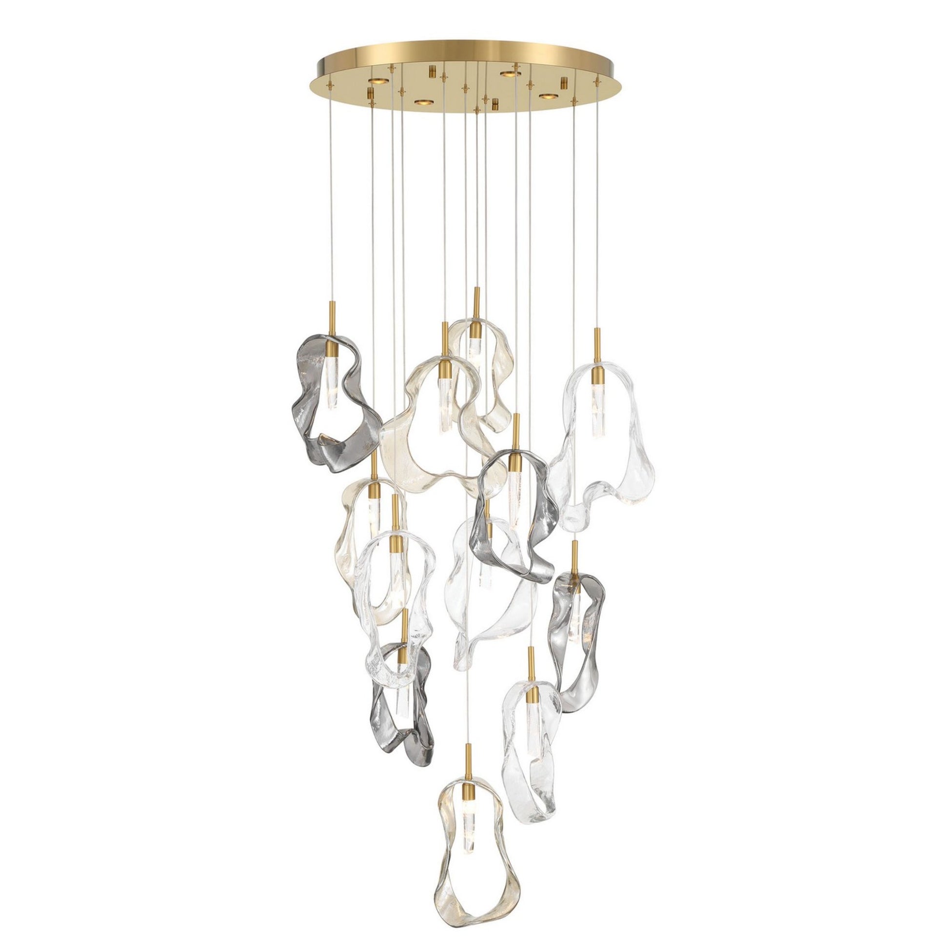 Norah 12-Light 24" LED Multi Drop Chandelier, Gold Finish - Bees Lighting