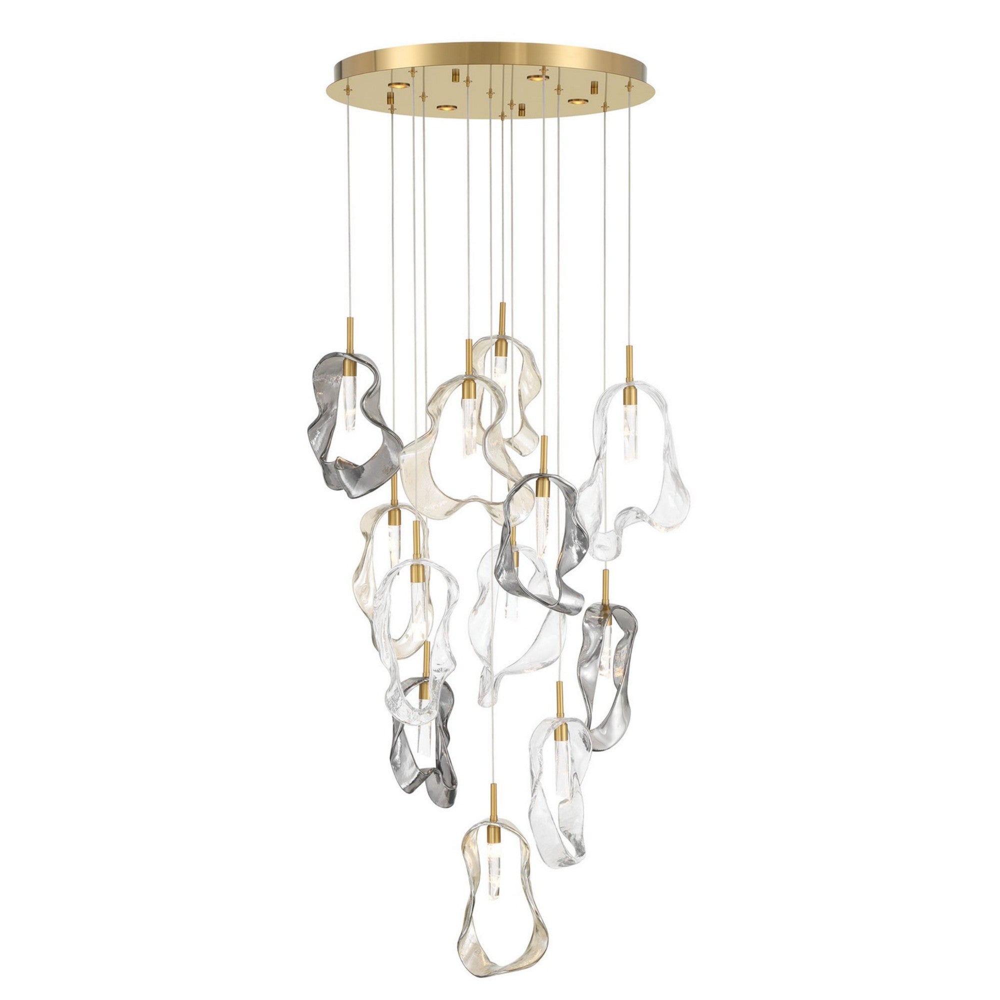 Norah 12-Light 24" LED Multi Drop Chandelier, Gold Finish - Bees Lighting