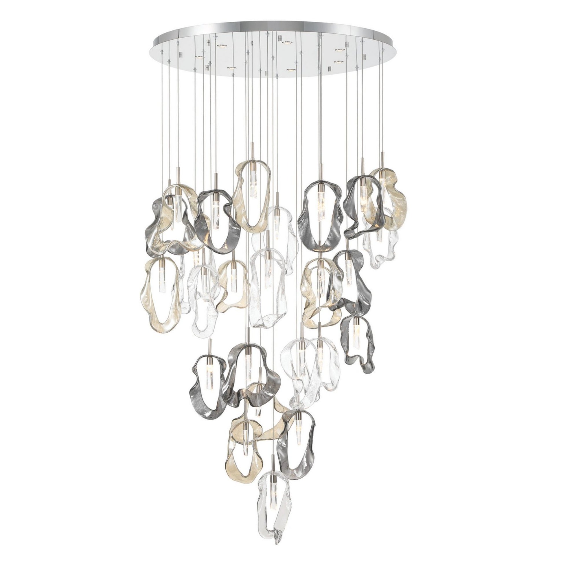 Norah 26-Light 39" LED Grand Chandelier, Polished Nickel Finish - Bees Lighting