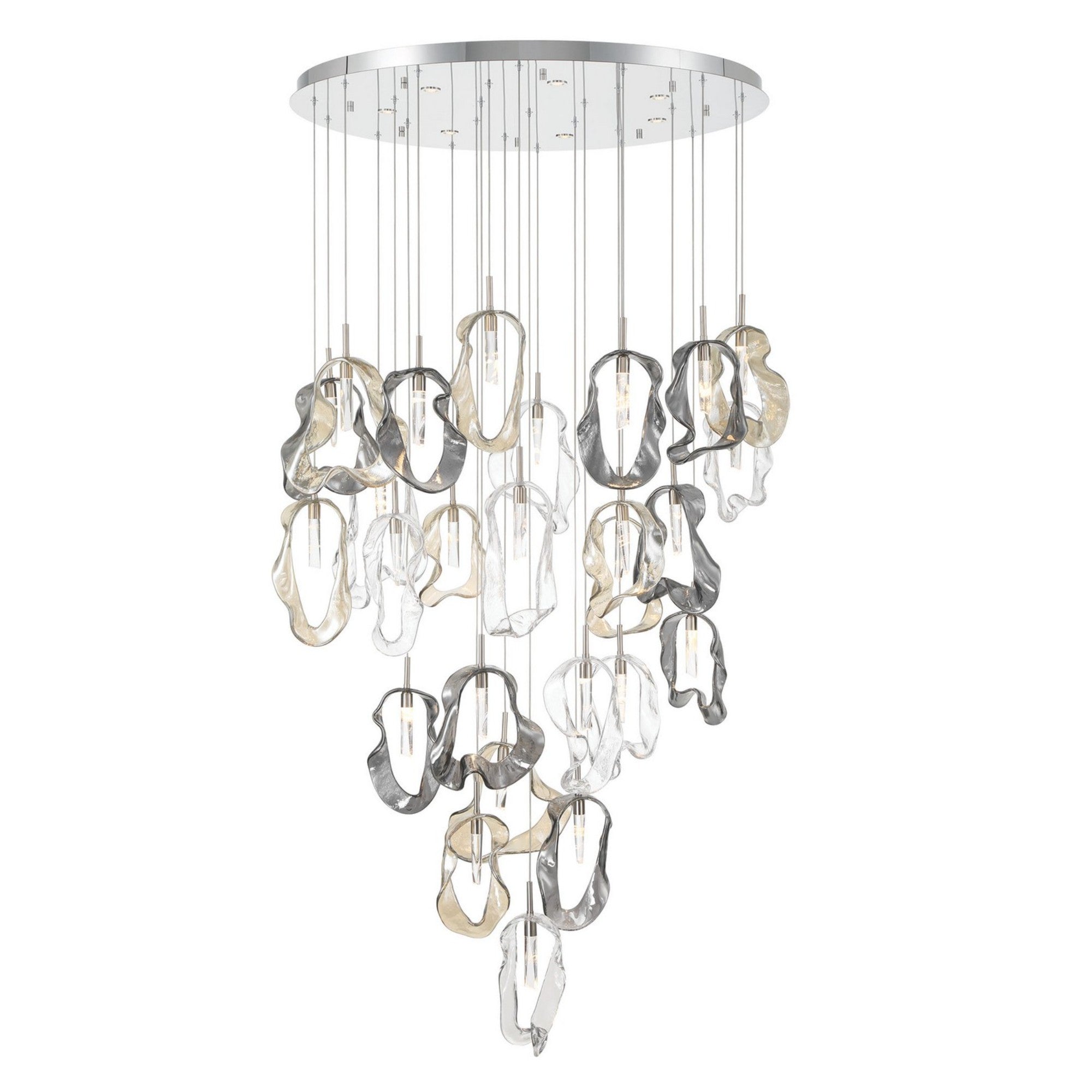 Norah 26-Light 39" LED Grand Chandelier, Polished Nickel Finish - Bees Lighting