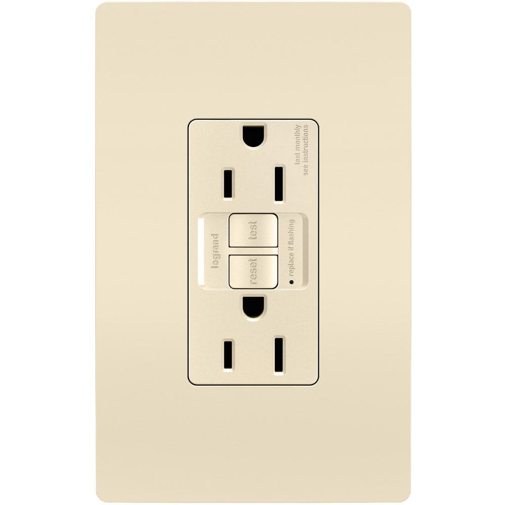radiant 15A GFCI Self-Test Decorator Duplex Receptacle, Light Almond - Bees Lighting