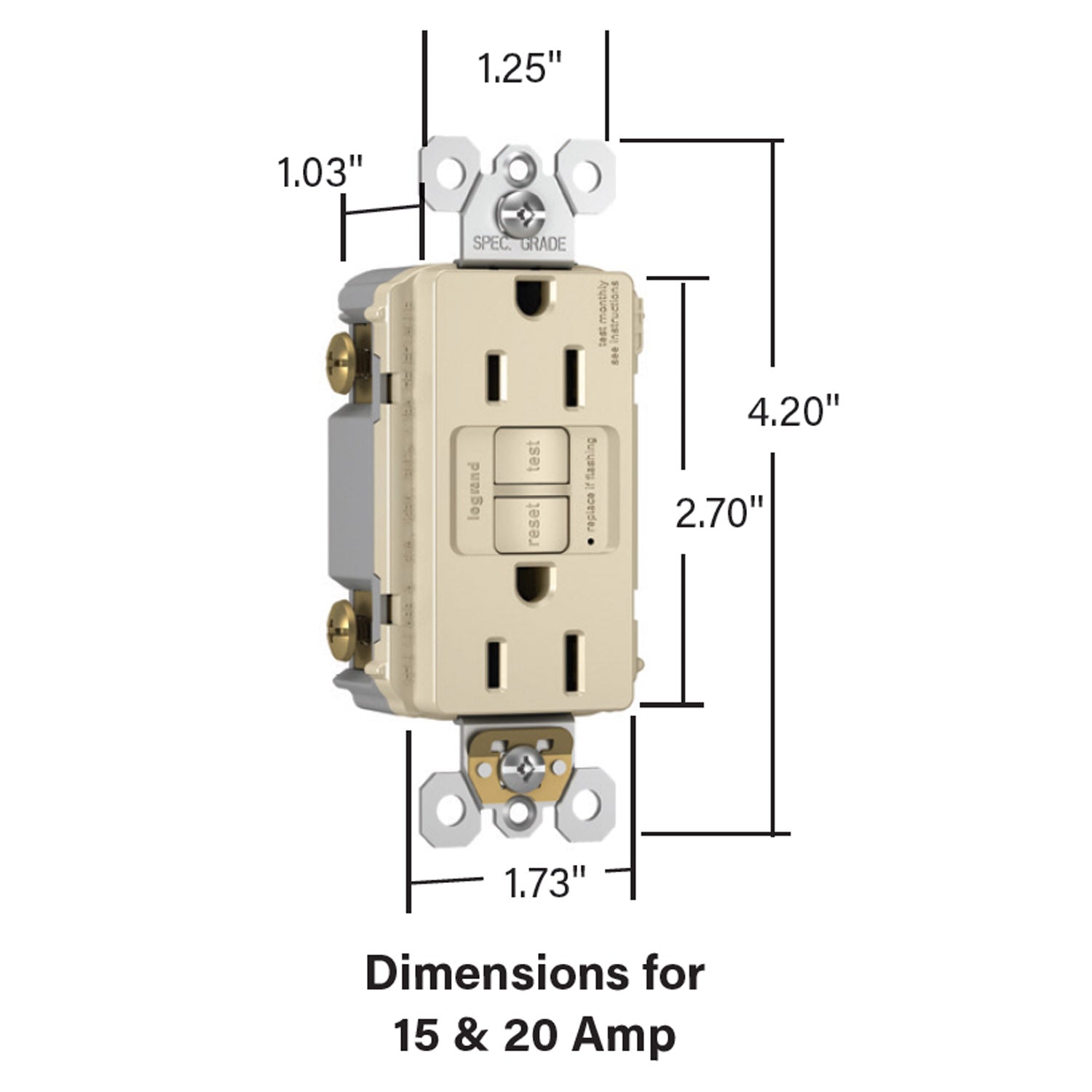 radiant Tamper-Resistant 15A Duplex Self-Test GFCI Receptacle, Graphite - Bees Lighting