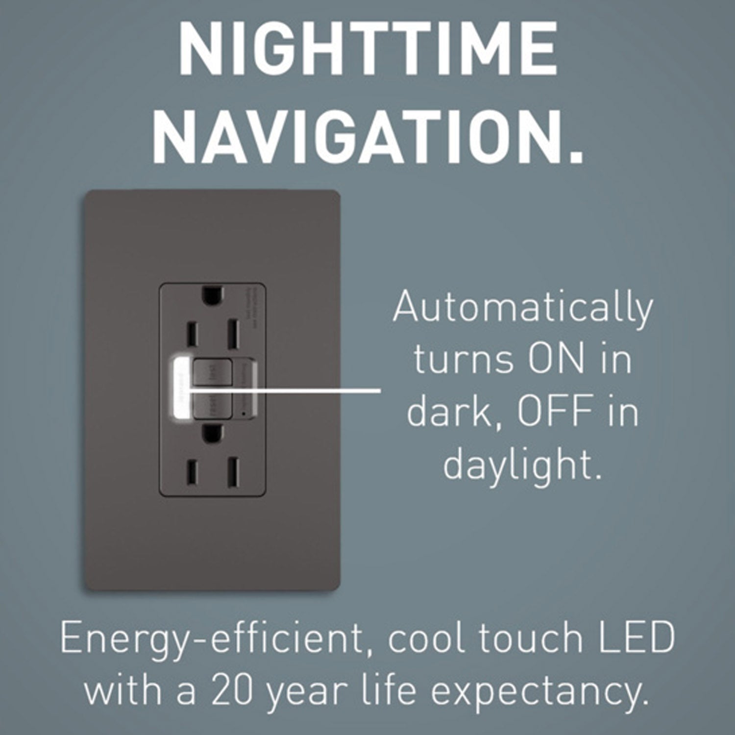 radiant Tamper-Resistant 15A GFCI Receptacle with Night Light, Dark Bronze - Bees Lighting
