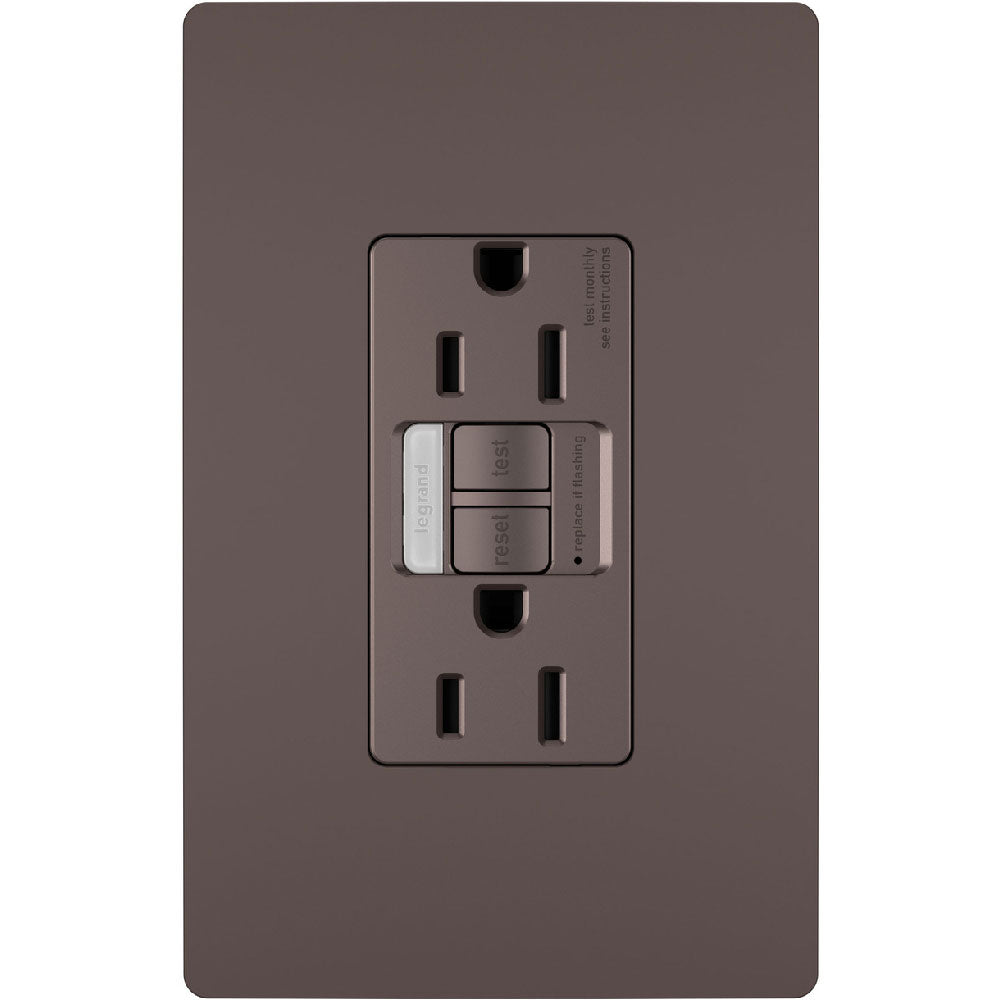radiant Tamper-Resistant 15A GFCI Receptacle with Night Light, Dark Bronze - Bees Lighting