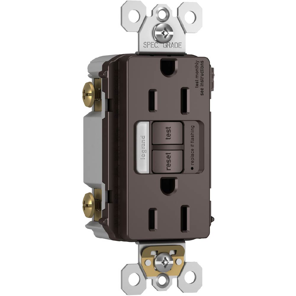 radiant Tamper-Resistant 15A GFCI Receptacle with Night Light, Dark Bronze - Bees Lighting
